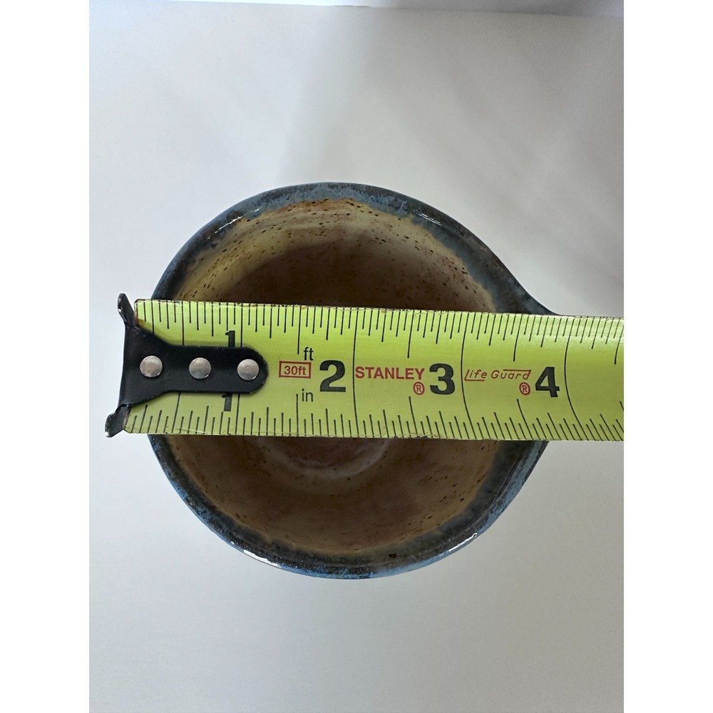 Cat Kitty Coffee Mug Blue Speckles Curved Handle Pottery Handmade - Picture 6 of 6